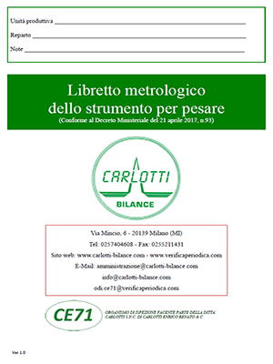 libretto metrologico per bilancia